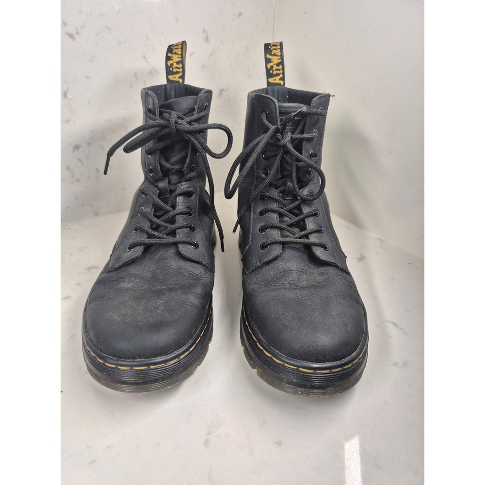 Dr Martens Combs Black Leather Utility Combat Boots Mens 10 Womens 11